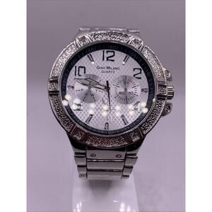 Gino Milano Mens Silver Tone Quartz Dress Watch Works New Battery